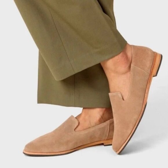 Pedro Garcia Yoshi Suede Leather Soft Slip On Smoking Loafer Flats Beige 39 US 9 - Picture 1 of 10